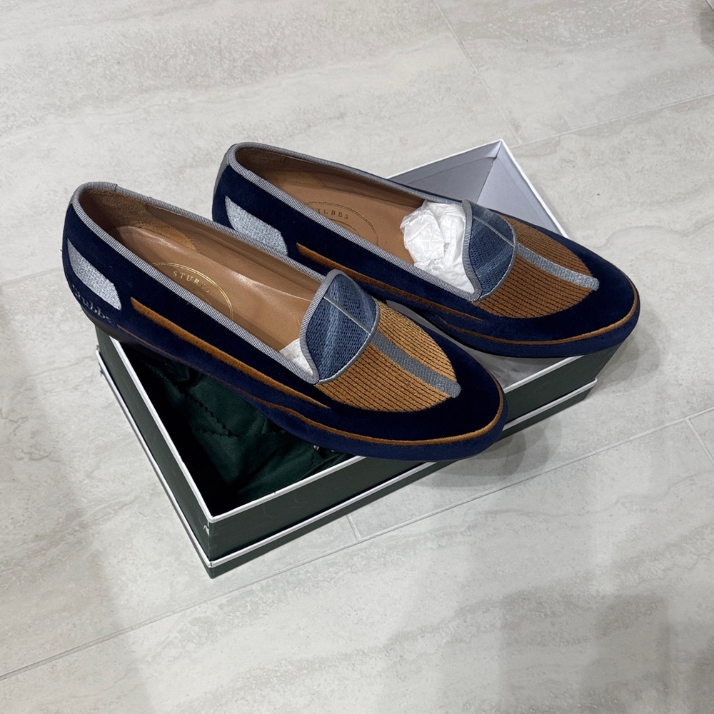 Stubbs & Wootton Men’s boat Loafers in Navy and Brown